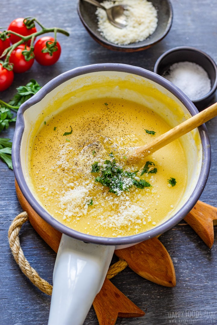 Creamy Polenta topped with parmesan and parsley