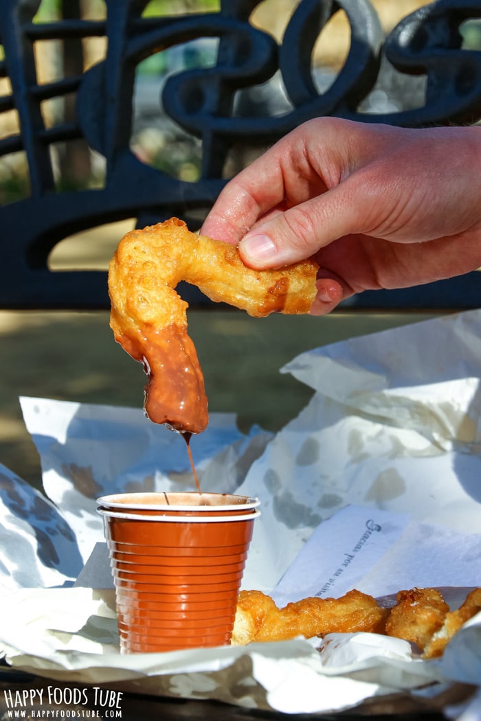 Traditional Churros with Chocolate Outdoors Picture